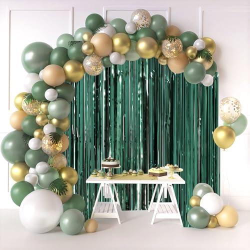 Voircoloria Retro Green Foil Fringe Backdrop Curtains,3.3x8.2ft, 3 Pack - Image 7