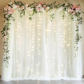 Fomcet Tulle Backdrop Curtains with Lights 10x8ft Sheer Ivory Curtain by Fomcet
