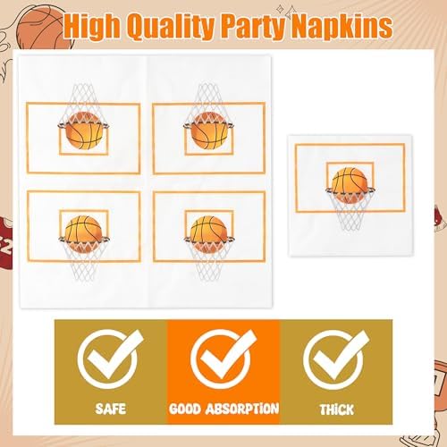 96Pcs Basketball Party Plates Supplies Sports Theme Tableware Decorations Disposable Paper Plates Napkins Forks for Kid Birthday, Serves 24 - Image 4