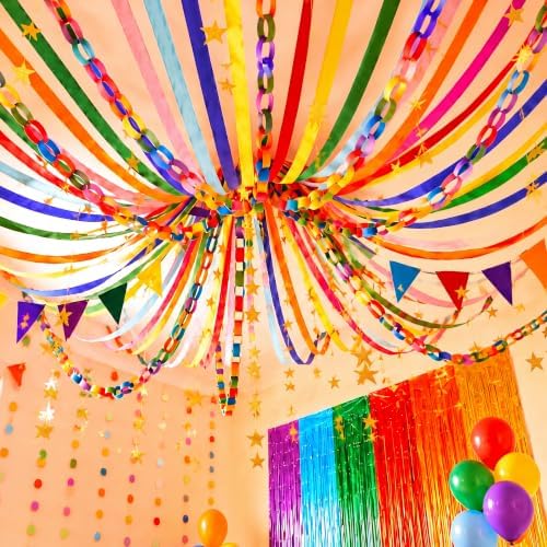 Rainbow 574 ft Crepe Streamers Paper Chains Garland - Image 5