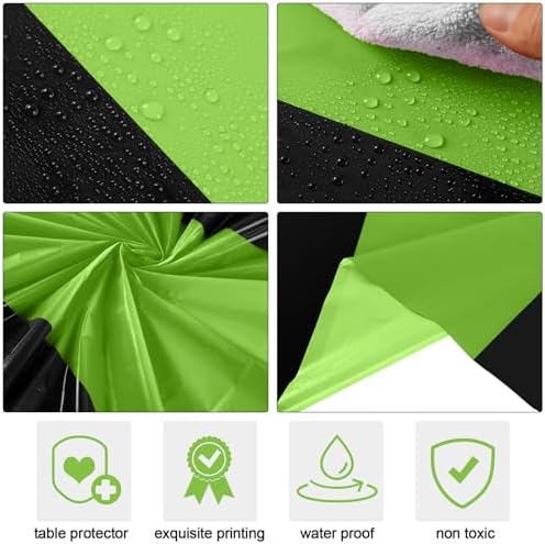 Oudain 3 Pcs Plastic Disposable Table Cloth 54" x 108", Green, Black - Image 3