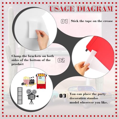 Honoson 4 Pcs Large 30" Movie Night Party Decoration Cardboard Cutouts Film Popcorn Clapperboard Lifesize Stand-ups for Awards Red Carpet Birthday Photo Backdrop Props Supplies - Image 4