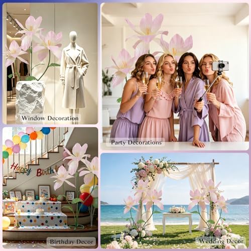 5.6 Ft Large Paper Flowers Gradation Pink - Image 2