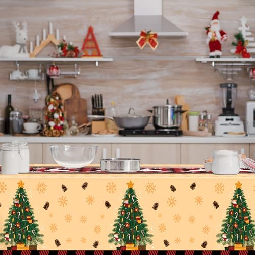 OHOME Christmas Party Decorations - Christmas Tablecloth | Xmas Decorations Party Favors Supplies for Door Table Decor Backdrop Banner Indoor Outdoor,2 Pack - Image 5