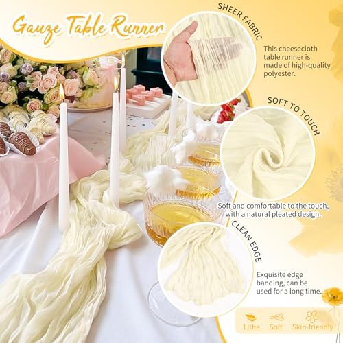 30 Pack Ivory Cheesecloth Table Runner 17x108 Inches Boho Home Decor - Image 3