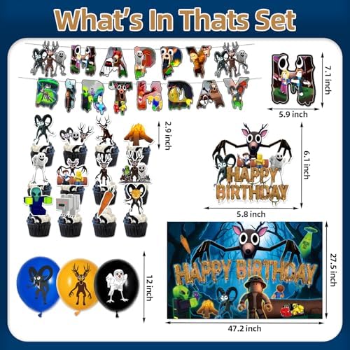 42Pack 99 Nights in the Forest Birthday Party Supplies Pack Includes，Banner，Cake Topper，Blackdrop,Balloons for 99 Nights in the Forest party supplies - Image 3