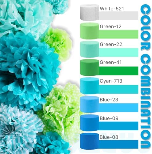 PartyWoo Mint Crepe Paper Streamers 4pcs 328 FT Green Streamers - Image 3