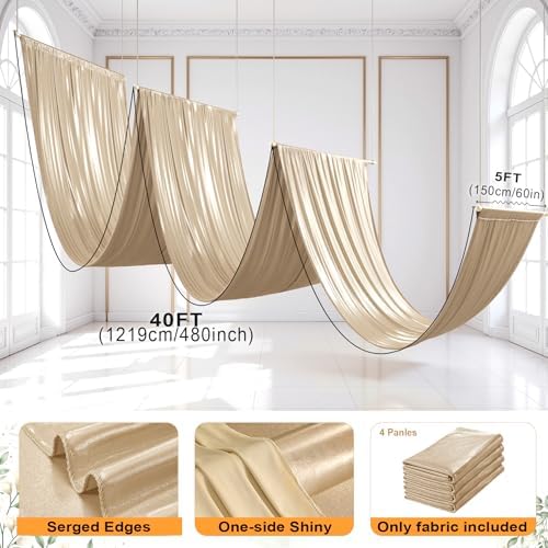 20ftx40ft Champagne Gold Ceiling Curtain for Wedding Parties - Image 6