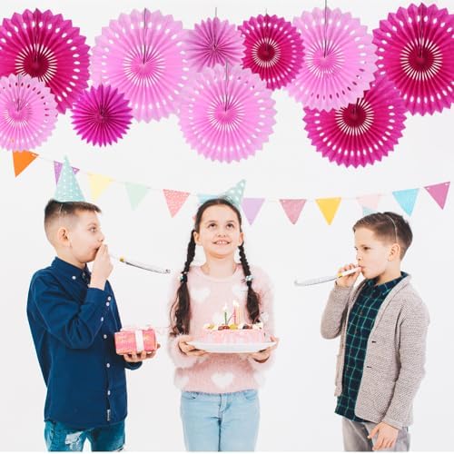 BEISHIDA Honeycomb Round Paper Fans Hot Pink Hanging Party Decoration - Image 4