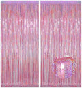 Melsan Pink Tinsel Backdrop for Birthday, 2 Pack 3.2ft x 8ft by Melsan