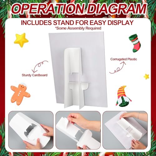 Briwooody Christmas Photo Booth Sign with Stand Retro Background Table - Image 3