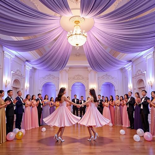 4 Panels 5ft(W) x 20ft(L) Light Purple Ceiling Drapes for Wedding Parties by PartyVillage