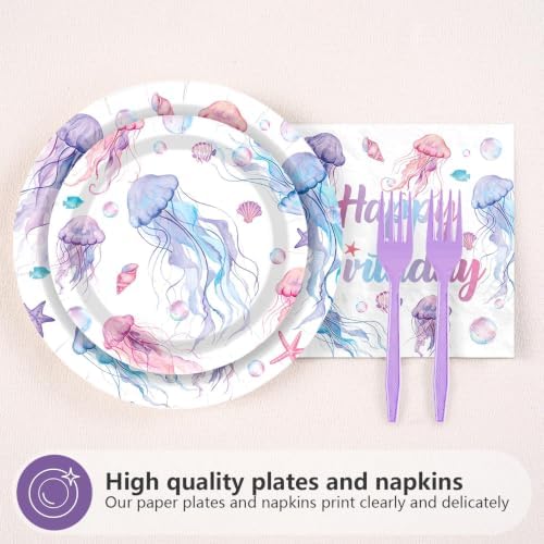96Pcs Jellyfish Birthday Ocean Theme Party Decorations, Serves 24 - Image 3