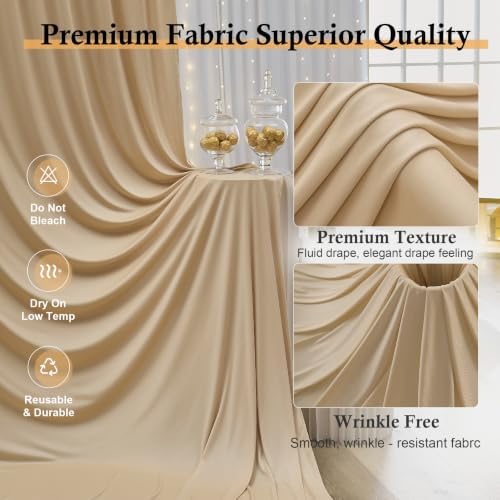 20ft x 15ft Champagne Backdrop Curtains for Wedding Parties, 4 Panels Extra Long Wrinkle Free Fabric Drapes Photo Backdrop for Baby Shower Birthday Stage Reception Lobby Decoration - Image 2
