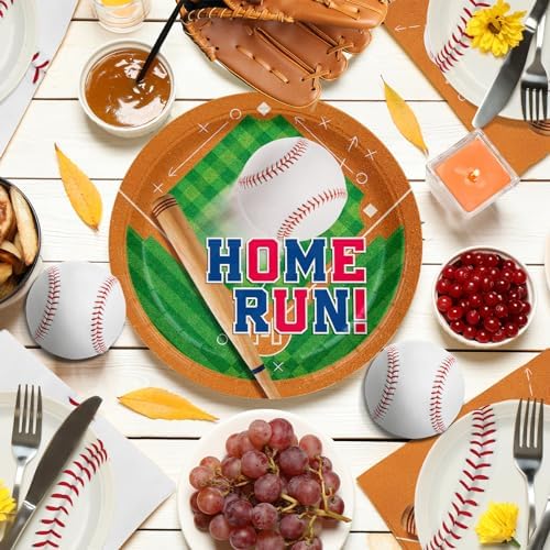 Baseball Party Supplies Kit for 24 - Complete with Dinner & Dessert Plates, Napkins, Cups, Banner & Tablecloth Baseball Birthday & Gameday Celebrations，Baseball Party Decorations & Favors - Image 4