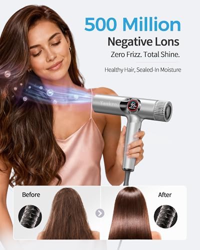 160,000 RPM High Speed Ionic Hair Dryer with Diffuser - Professional Brushless Motor for Fast Drying,Smart LED Display&NTC Heat Control, Quiet & Lightweight, Auto-Cleaning,for All Hair Types - Image 3