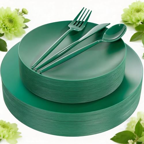 EjonirInjonir 150pcs Heavy Duty Green Disposable Plates for Camping Matte by Ejonirinjonir