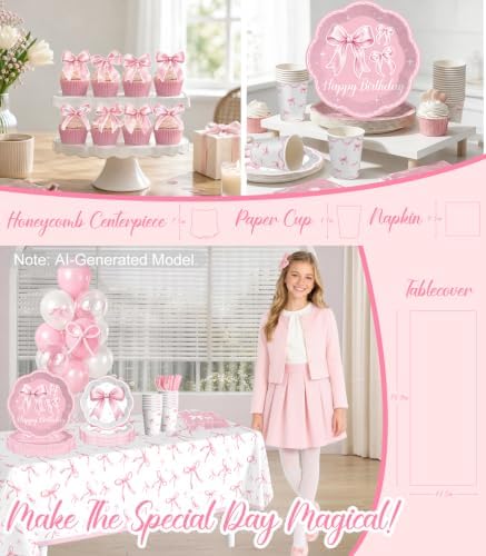 Pink Bow Birthday Decorations, All-in-One Decor Set for 25 Guests - Image 5