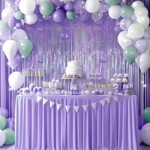 2 Pack Purple Iridescent Streamers Backdrop, 3.3x6.6ft Foil Fringe Curtains Lavender Holographic Door Tinsel Streamers for Birthday, Wedding, Holiday, Bachelorette, Theme Party Decorations - Image 5
