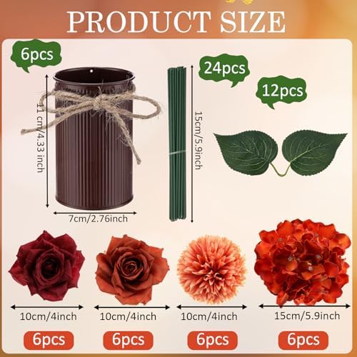 Zeyune 6 Set Artificial Centerpiece, Orange, Classic Style - Image 2