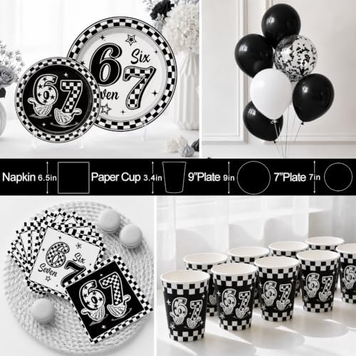 Xynic 189 Pcs Black 6 7 Birthday Decorations for Boys, Serves 25 - Image 5