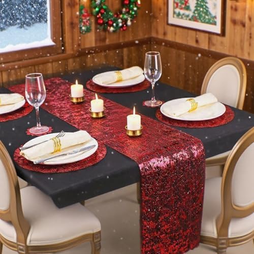 Red Disposable Placemats Set of 50 Red Charger Plates Doilies Metallic Thin Mesh Round 13 Inch Glitter Foil Pressed Dining Table Decoration Centerpieces for Party Wedding Birthday - Image 4