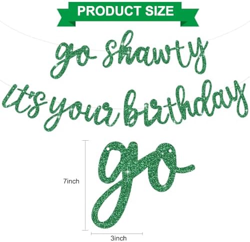 BEISHIDA Glitter Green Pre-Strung Go Shawty It's Your Birthday Banner Decor - Image 3