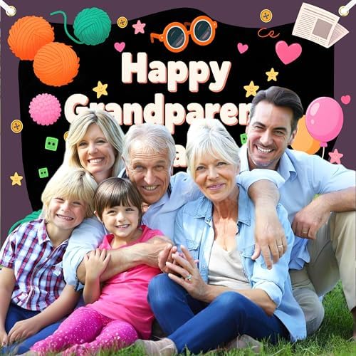 Grandparents Day Decorations 8×6Ft Happy Grandparents Day Backdrop Love Grandma Grandpa Party Banner Ever Photography Background Holiday Photo Wall Decor - Image 5