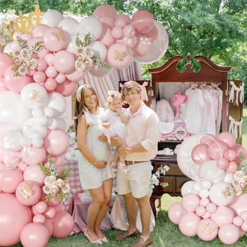 Light Pink Balloon Arch Kit, Baby Pink White Balloon Garland Kit - Image 3