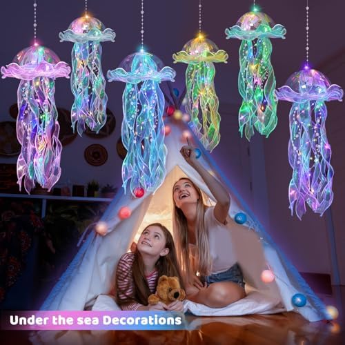 Jellyfish Decor - 12 Pcs Jellyfish Lanterns for Under the Sea Decorations, Hanging Jelly Fish Decoration for Mermaid Theme Party & Birthday Gifts for Women Girls (6 Colors) - Image 5