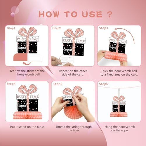 9Pcs 80th Birthday Decorations Honeycomb Centerpieces for Women, Rose Gold Happy 80th Birthday Centerpieces Tables Toppers Party Decorations Supplies, Vintage 1946 Aged Table Sign Decor - Image 7