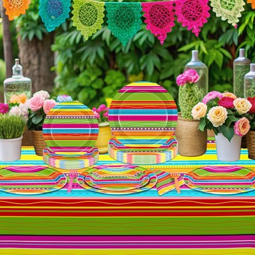 122 Pcs Day of the Dead Paper Plates and Napkins Sets 30 Mexican Tablecloth - Image 6