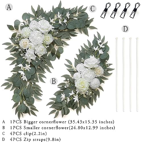 Olalaka Artificial White Wedding Arch Flowers Set of 2 - Image 3