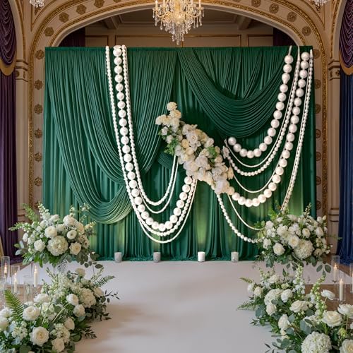 10x8 ft Wrinkle Free Hunter Green Backdrop Curtains for Parties, Thick Fabric Emerald Photo Backdrop Drapes Panels for Weddings Birthday Party Photography Background - Image 3