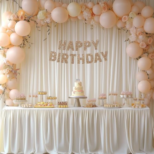 Ivory Backdrop Curtains for Wedding Parties, 20x7FT Wrinkle Free Photo Backdrop Curtains for Wedding Birthday Party Baby Shower, Fabric Drape with Rod Pockets 5ft x 7ft, 4 Panels - Image 7