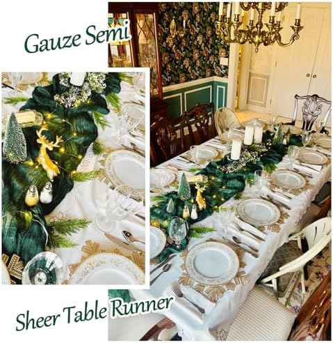 16 Pack Emerald Green Cheesecloth Table Runner 20 x 120 inch Gauze Table Runners 10 FT Long,Semi Sheer Boho Cheese Cloth Fabric Table Runner Bulk for Wedding,Party,Baby Shower,Bridal Shower Decoration - Image 4