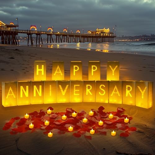 Homemory Anniversary Light Up Luminary Bags Letters with 24 Tea Lights - Image 5