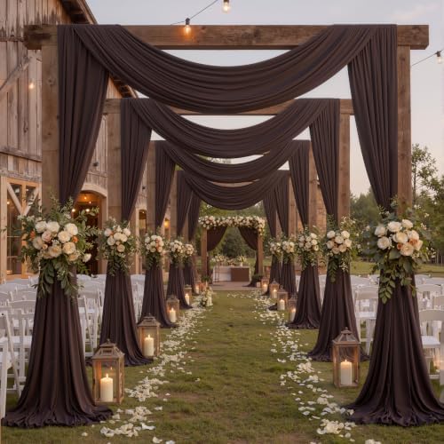 10x10ft Wrinkle Free Brown Backdrop Curtains for Party Background, 2 Panels 5x10ft Silky Polyester Photo Backdrop Drapes Back Drop Cloth for Wedding Birthday Photography Baby Shower Decor - Image 5