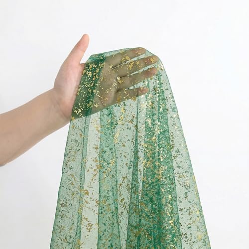 Artoid Mode Green Gold Gauze Table Runner 59x120 Inch 10FT, Glitter Metallic Foil Sheer Dining Wedding Anniversary Holiday Table Decor for Home Party - Image 6