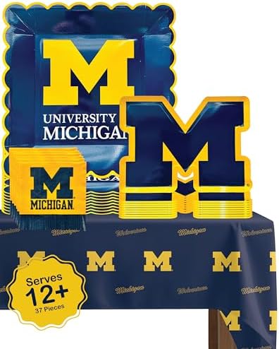 University of Michigan Party Supplies Wolverines Plates Napkins Decor 37 Pc by PartyKandyDecorGifts