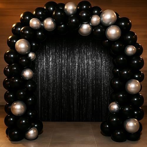 Voircoloria Foil Fringe Backdrop Curtains, 3.3x6.6ft,Black, 3pcs - Image 6