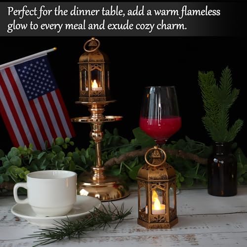LLQ 12Pcs Mini Lantern with LED Tea Light, Garden Fairy Party Decorations, Battery Included, Vintage Lanterns Decorative, Hanging Candle Lanterns for Halloween Christmas Wedding Table Centerpiece - Image 5