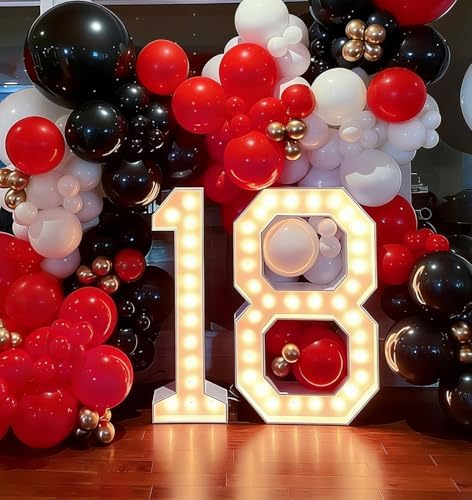 Red and Black Latex Balloons, 50Pcs 12inch Black Red White Party Balloons for Birthday,Wedding,Casino Party, Race Car Party,Graduation Decorations - Image 4