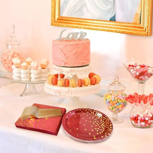 Red and Gold Paper Plates Napkins Party Supplies,Serves 35 Guests - Image 5