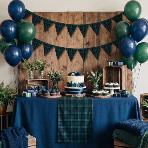 Lumina 2 Pcs Green Blue Tartan Plaid Pennant Banner Fabric Bunting 7.75 ft - Image 6