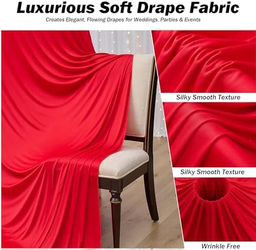 20x12 ft Red Backdrop Curtains for Weddings Parties, Birthdays and Photos - Image 3