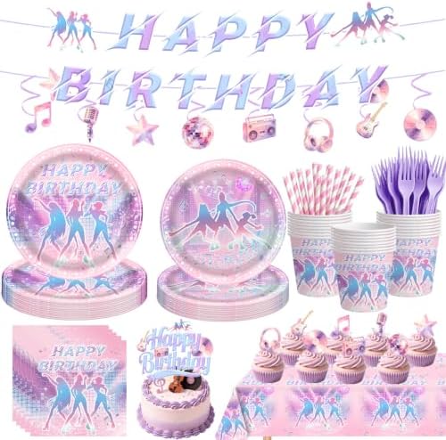 139Pcs Kpop Birthday Decorations K Pop Party Plates Napkins Cups Forks Spoons, Kpop Party Decorations, Serve 20 by Unknown