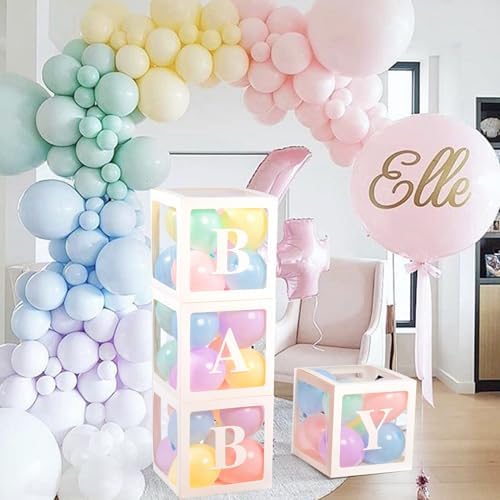 Voircoloria Baby Balloon Boxes with Letters, 4 Transparent Balloon Boxes - Image 4
