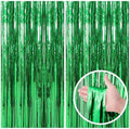 2 Pack Green Streamers Backdrop Jungle Party Decorations Foil Fringe Backdrop Curtains Photo Booth Backdrop for Birthday Dinosaur Animal St Patrick's Day Football Christmas Party Decorations by BOMSI