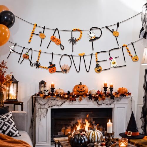Norme 2pcs Halloween Banner Iron Craft Pumpkin Ghost 6.6 ft Halloween Decor - Image 6